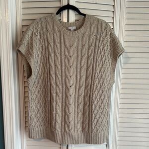 J. Jill Cream Cable Knit Crew Neck Sweater